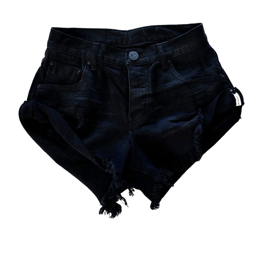 2 pair One Teaspoon Shorts Sm 27 Denim Distressed Bandits Sailor Cut Off *READ* - Picture 5 of 16